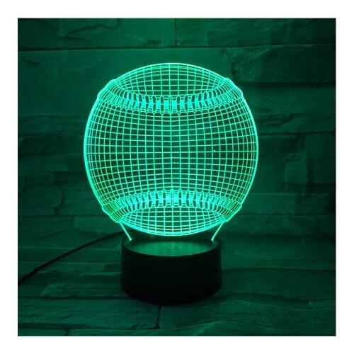 3D LED USB Multicolor Baseball Kid Lighting Home Party Atmosphere Decorative Night Light Children Bedroom Table Lamp 536