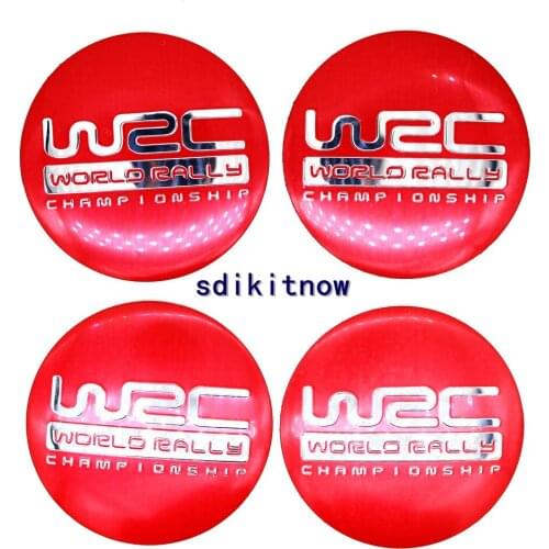 4styles WRC FIA World Rally Championship Red Car Wheel Center Hub Caps Cover Rim Sticker Reflective Badge Fit Auto Styling