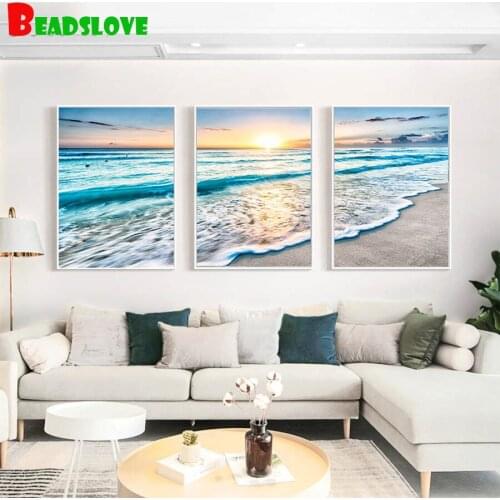 5D diamond painting Sunrise blue sea beach seascape full Square Round drill diamond embroidery Cross Stitch diamond mosaic art