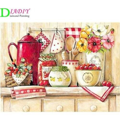 5d Full Drill Square Diamond Painting Kitchen New Arrivals Diamond Embroidery Flowers Needlework Gift Home Decoration