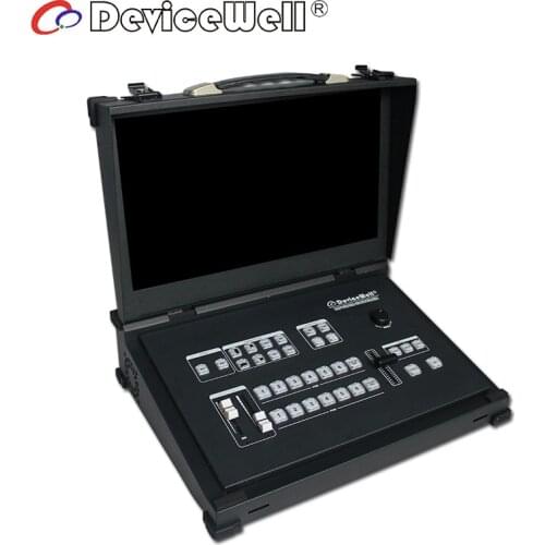 DeviceWell HDS9106 6 channel Guide Switcher SDI Portable New Media Live Broadcasts Video Switcher with 15.6" Screen Monitor