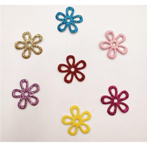 80Pcs Mixed Colors Glitter Flower Felt Fabric Patch DIY Cloth Appliques/Craft Wedding decoration