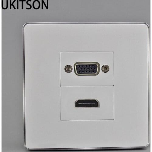 86mm HDMI VGA Female To Female Wall Outlet With Silver Outer Boundary