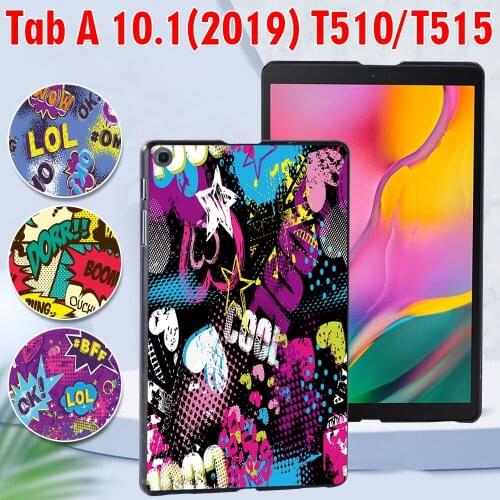 Case for Samsung Galaxy Tab A 10.1 2019 T510/T515 Printing PC Plastic Tablet Protective Cover Case + Free Stylus