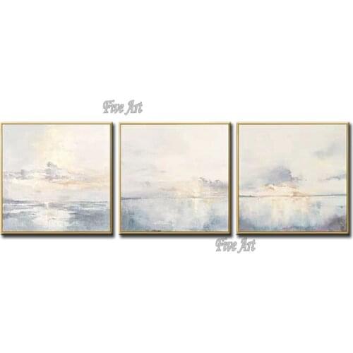 Decorative Item 3PCS Abstract Simple Design Pure Hand-painted Light Color Oil Painting Cheap Wall Canvas Art Hangings Picture