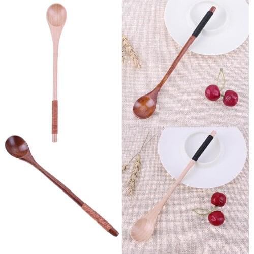 Wooden Spoons Large Long Handled Spoon Kids Spoon Wood Rice Soup Dessert Spoon Coffer Tea Mixing Tableware 20.5 X 3 X 1cm