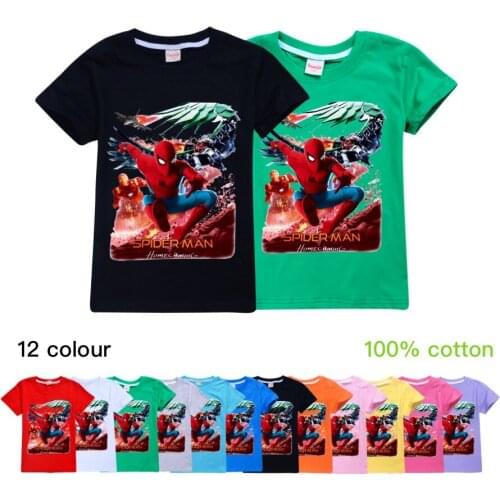 Children Cartoon Popular Hero Spiderman Print T-Shirt Baby Boy Girl Cotton Short Sleeve T Shirt Summer Teen Clothing Kid Top Tee