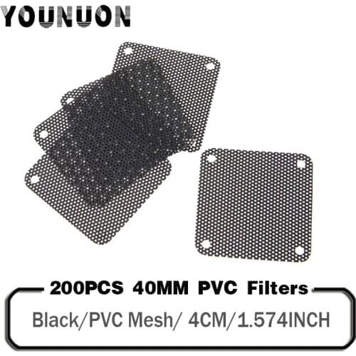 200PCS YOUNUON 40x40mm 4cm 40mm Cooling Fan Filters PVC Mesh Dust Filters for Cooler Fan Computer Fans