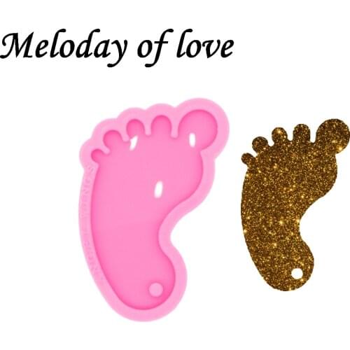 Glossy Baby foot Keychain Epoxy Resin Molds Jewelry Making Custom Silicone Mould DY0461