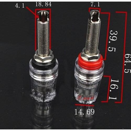 HiFi 4PCS Rhodium Plated Long Binding Post Transparent Shell For Amplifier Speaker Audio