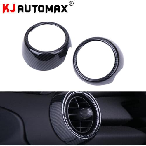 KJAUTOMAX For Mini Cooper F55 F56 Side Speaker Outer Ring Decoration Black Carbon fiber Texture ABS 2pcs