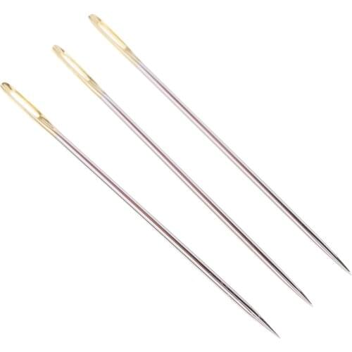 3 Pieces Extra Long Large Eye Stitching Needles, Steel, Embroidery & Darners Tool, Easy Thread Hand Sewing Needle