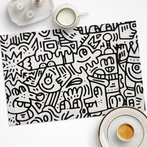 Table Decoration PVC Table Mat Graffiti Placemats Waterproof Mats Heat-Insulated PVC Table Coasters Mats Pads