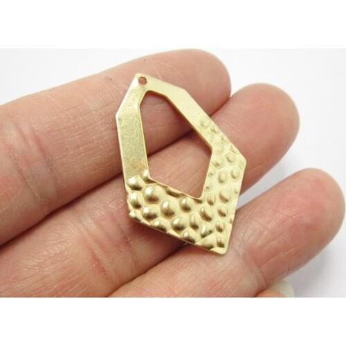 Brass earring charms 33x24mm Hammered raw brass dangle pendant geometric findings -10pcs R1236