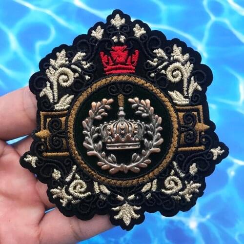 Embroidery Metal Patch Embroideried Crown Flower Patches Applique clothes Jacket Jeans Hat Badges for Clothes XBT116