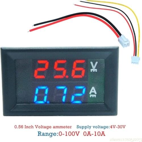 Mini Digital Voltmeter Ammeter DC 100V 10A Panel Amp Volt Voltage Current Meter Tester Blue Red Dual LED Display W315