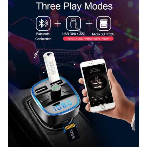 Multi-functional MP3 Player Fast Charging Dual USB Charger Practical Durable Classic Car Bluetooth 5.0 FM Transmitter