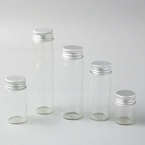 Refillable Empty Small Bottles With Aluminum Screw Cap 15cc 1/2 oz 2oz glass Transparent Clear e liquid Sample Bottle 30pcs