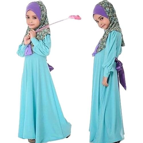 Prayer Child Muslim Two Piece Sets Flower Girl Dress Abaya Muslim Hijab Dresses Jilbab Niqab Burqa Khimar Amira Islamic Kaftan