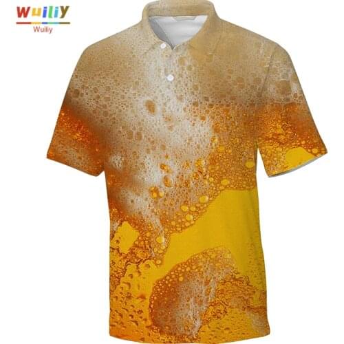 Mens 3D Iiqueur Polo Shirts Unisex Casual Novelty Whiskey Polo T Shirt For Men and Women Graphic Tees Fashion T-Shirt