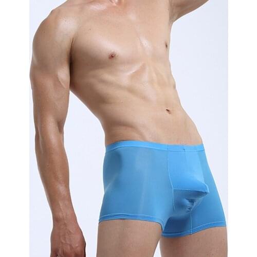 Mens Elephant Nose Sexy Underwear Boxer New Ice-Threaded Sexy Transparent Bullet Boxershorts Breathable Bulge Pouch Underpants