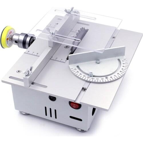 Mini Table Saw Handmade Woodworking Bench Saw DIY Hobby Model Crafts Cutting Tool with Power Supply HSS Circular Saw