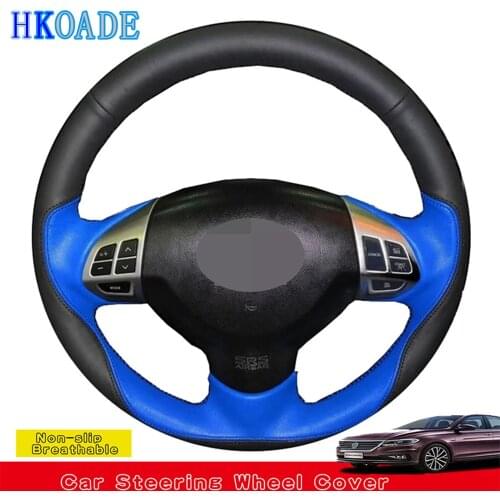 DIY Black Genuine Leather Steering Car Products Wheel Cover For Mitsubishi Lancer EX 10 Lancer X Outlander ASX Colt Pajero Sport