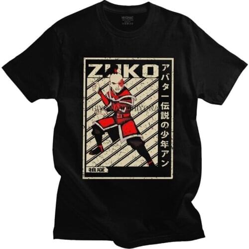 Retro Art Avatar The Last Airbender Zuko T Shirt Men Soft Cotton Tee Tops Anime Film Tshirt Short Sleeve Novelty T-shirt Clothes