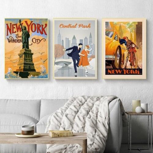 Romantic Goodbye Poster Print Vintage New York USA Advert Fifth Ave Travel Landscape Art Canvas Painting Wall Picture Home Decor