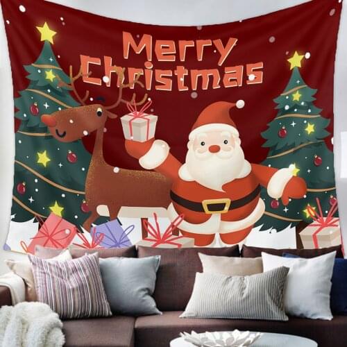 Christmas Santa Claus Elk Gift Tapestry Wall Hanging Living Room Decor Wall Hanging Tapestry Yoga Mat Home Decor Art