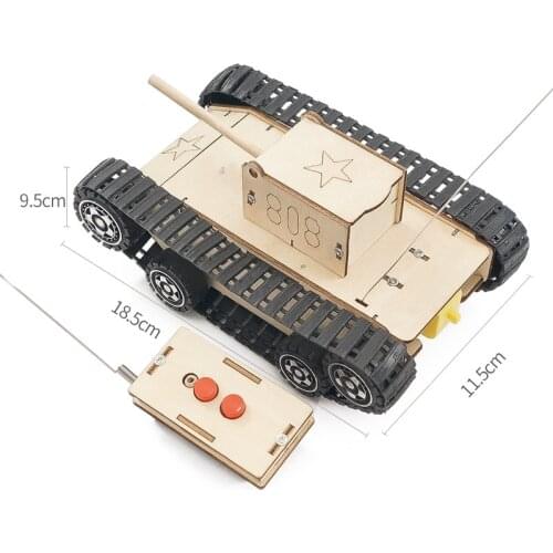 Hand Made DIY Toys Remote Control Tank STEM Toys Science Experiment Kit assembled material Wood Puzzle Toys For 4-14 Years