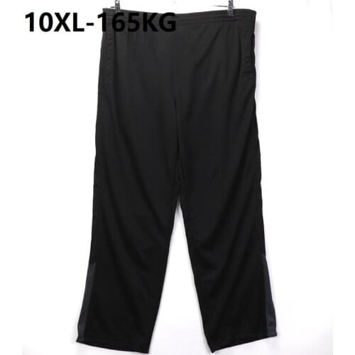 Summer plus size 9XL 10XL men sports Quick dry pants thin home pants casual Breathable ankle length pants loose elasticity pants