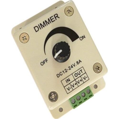 LED Dimmer Switch DC 12V -24V 6A Adjustable Brightness Lamp Strip Driver Single Color Light Power Supply PWM Controller white