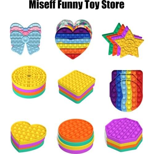 Circle Kawaii Kids Stress Relief Squishy Push Bubble Sensory Fidget Toys Rainbow Antistress Fidget Toy Autisim for Children