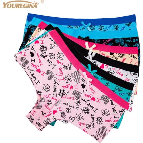 YOUREGINA Womens Boxers Underwear Sexy Ladies Panties Boyshorts Letter Print Cotton Shorts Underpants Woman Panty 6pcs/set