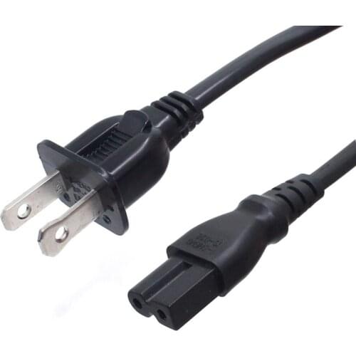 Universal 2 Slot Polarized to Figure 8 AC Adapter Power Cord 18AWG NEMA 1-15P to IEC320 C7 Power Cable 1.5M