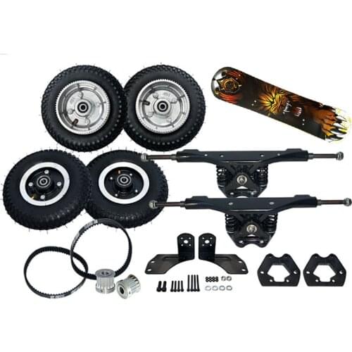 In Stock! Electric Mountainboard Kit with Front and Rear Truck set 8inch Wheels 10mm Motor Pulley HTD395-5M Belt DIY Skateboard