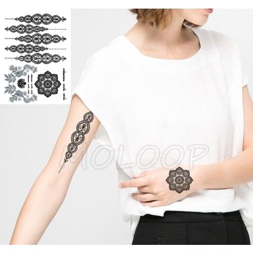 Waterproof Temporary Tattoo Sticker datura flowers plant totem letter band Tatoo Stickers Flash Fake Tattoos for girl Woman man