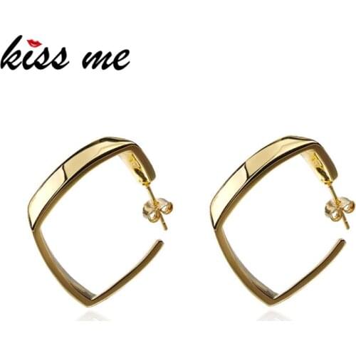 Kissme Normcore Vintage Rhombus Drop Earrings For Women Western French Style Gold Color Earrings 2021 Fashion Jewelry Wholesale