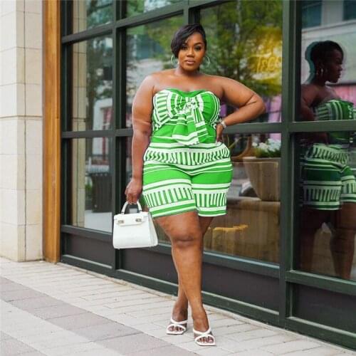 Plus Size Jumpsuits for Women Rompers Dropshipping Summer One Piece Outfits Strapless Sexy Bodycon Shorts Jumpsuits Wholesale