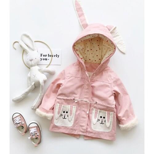 Tonytaobaby New Winter Baby Girl Cartoon Rabbit Coat Girl Pink Velvet Coat