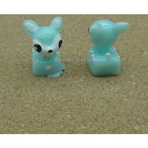 1pcs/lot resin solid lovely blue deer cartoon 16mm fairy garden gnome moss terrarium decor crafts bonsai home DIY A111-1