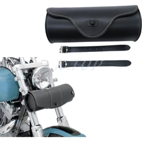 1 Piece Motorcycle Scooters Round Barrel Shape Black PU Leather Tool Pouch Bag Fit For Harley Universal