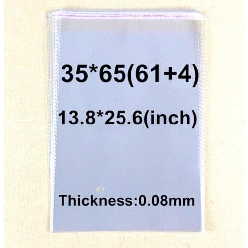 100 X Thicken 0.08mm Self Adhesive Seal OPP Bag-Reusable High Transparence Plastic T-Shirt OPP Bag 35*65cm