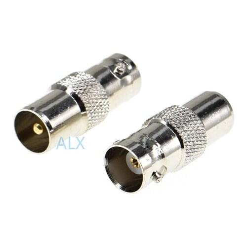 2PCS BNC female jack to IEC DVB-T TV PAL plug male RF connector Adapter