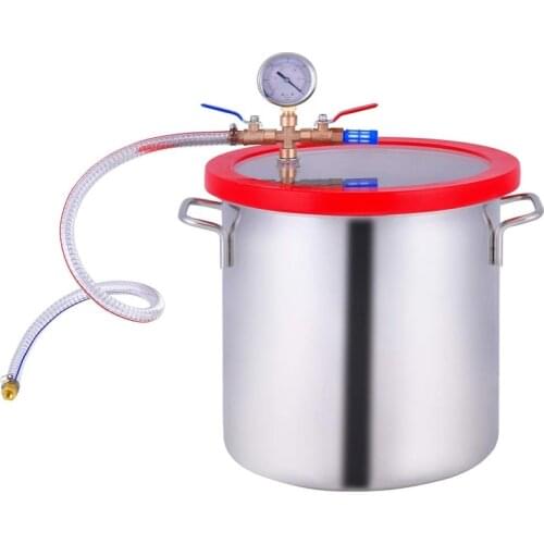 3-Gal Vacuum Chamber Stainless Steel 12L Stainless Steel Vacuum Degassing Chamber Silicone AB Vacuum Defoaming Barrel
