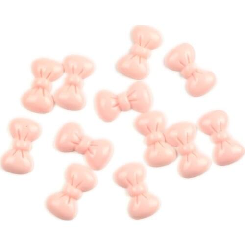 50Pcs Light Pink Bowknot Resin Decoration Crafts Kawaii Bead Flatback Cabochon Scrapbook DIY Accessories Buttons