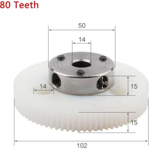 80 Teeth 14mm Bore 102mm O.D White Nylon Timing Pulley For Engraving Machine