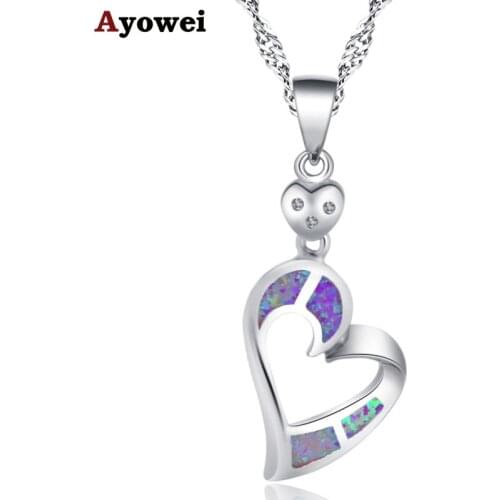 Ayowei charming heart-shaped 925 silver stamped pink opal necklace pendant high-end wedding gift OP865A
