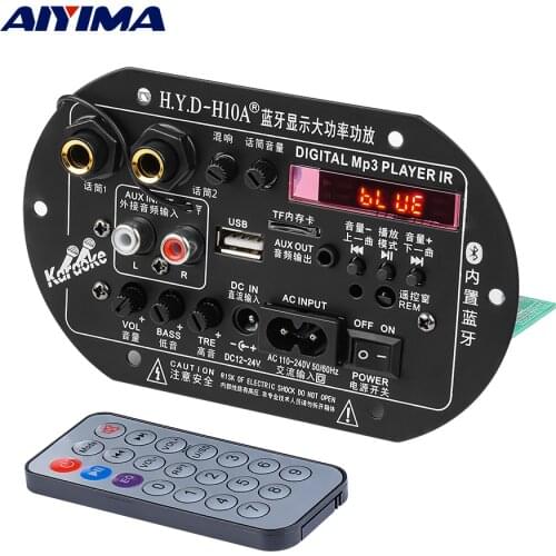 AIYIMA 220V 12V 24V Digital Stereo Bluetooth 5.0 Amplifiers Dual Microphone Silencer Car Home Amplificador AMP TF USB Decoder